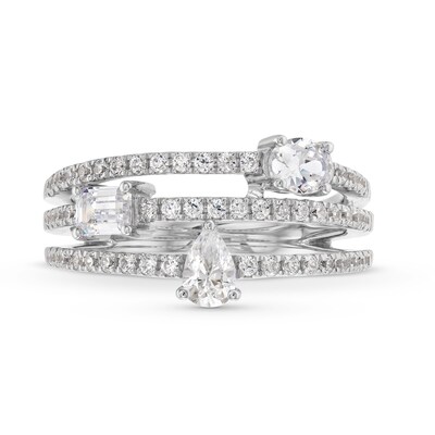 1.00 CT. T.W. Multi-Shaped Certified Lab-Created Diamond Triple Row Split Shank Band in 14K White Gold (F/SI2)
