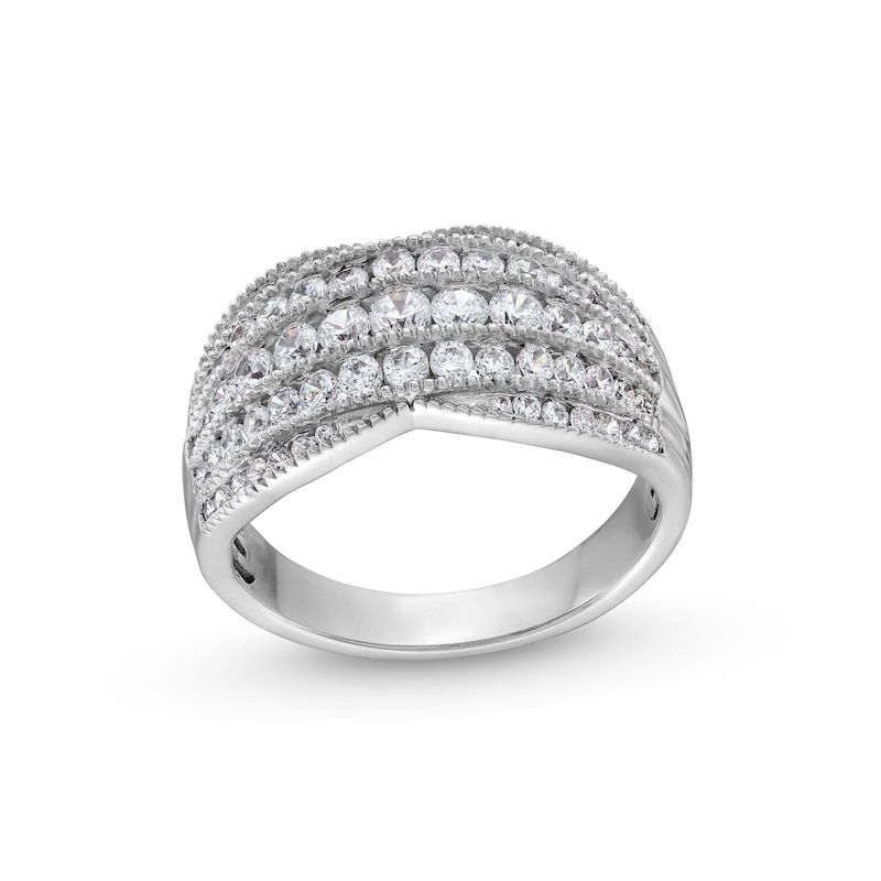 1.00 CT. T.W. Diamond Tapered Edge Vintage-Style Multi-Row Anniversary Band 10K White Gold