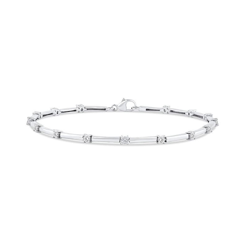 0.75 CT. T.W. Diamond Bar Link Bracelet in Sterling Silver - 7.25”