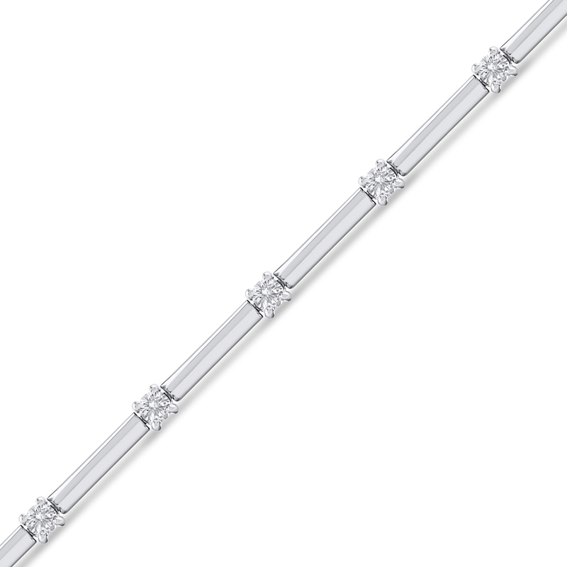 0.75 CT. T.W. Diamond Bar Link Bracelet in Sterling Silver - 7.25”