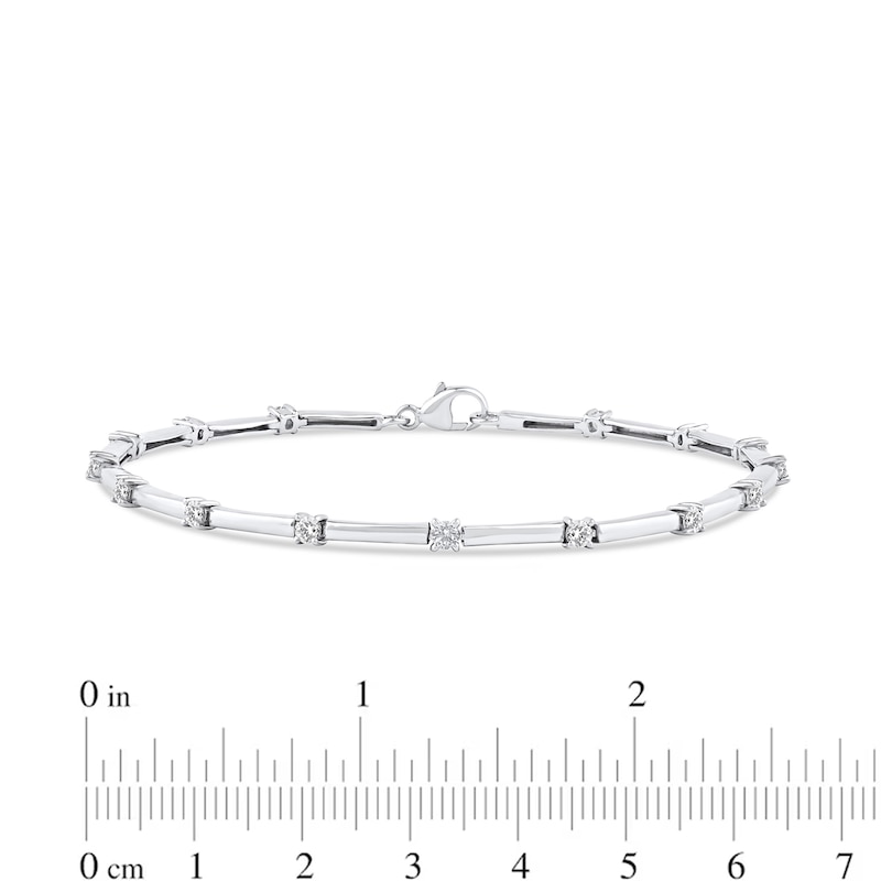 0.75 CT. T.W. Diamond Bar Link Bracelet in Sterling Silver - 7.25”