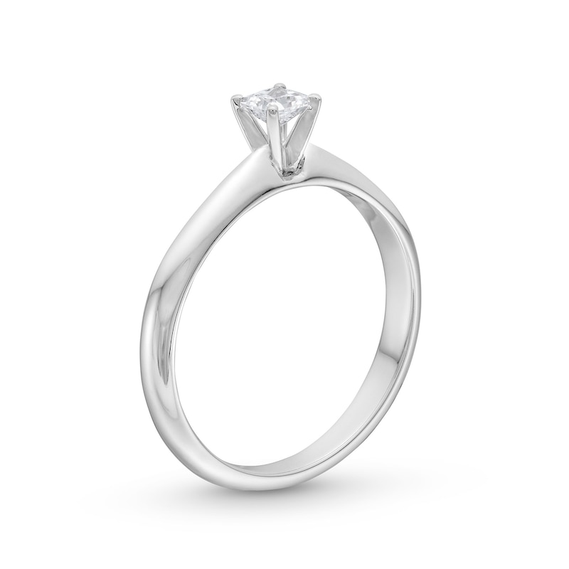 Main Image 3 of 0.20 CT. Princess-Cut Diamond Solitaire Engagement Ring in 14K White Gold (J/I2)
