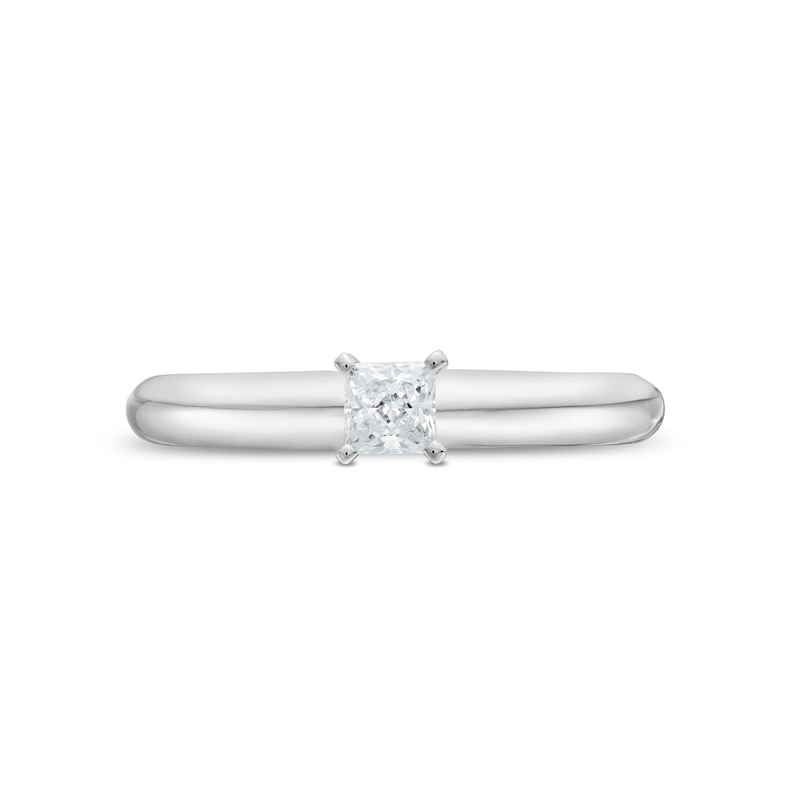 Main Image 4 of 0.20 CT. Princess-Cut Diamond Solitaire Engagement Ring in 14K White Gold (J/I2)