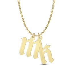 Brushed Lowercase Gothic-Style Initial Two Piece Charm Pendant (2 Initials)