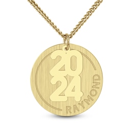 25.0mm Brushed Engravable Graduation Year and Name Disc Two Piece Charm Pendant (1 Year and Line) - 22"