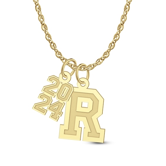 Graduation Year and Initial Two Piece Charm Pendant (1 Year and