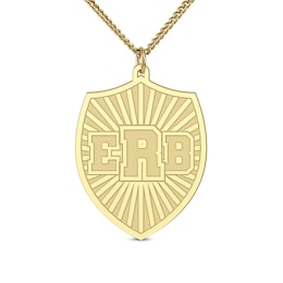 Engravable Initial Sunburst Shield Pendant (1-3 Initials) - 22"
