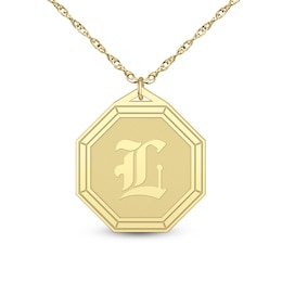 20.0mm Engravable Initial Octagon Pendant (1 Initial) - 22"