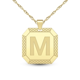 20.0mm Engravable Initial Rope Border Octagon Pendant (1 Initial) - 22"