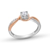 Thumbnail Image 1 of 0.20 CT. T.W. Diamond Miracle Swirl Bypass Frame Engagement Ring in 10K Two-Tone Gold