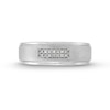 Thumbnail Image 4 of 0.10 CT. T.W. Diamond Double Row Stepped Edge Anniversary Band in 10K White Gold