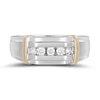 Thumbnail Image 1 of 0.25 CT. T.W. Diamond Five Stone Collar Stepped Edge Anniversary Band in 10K Two-Tone Gold