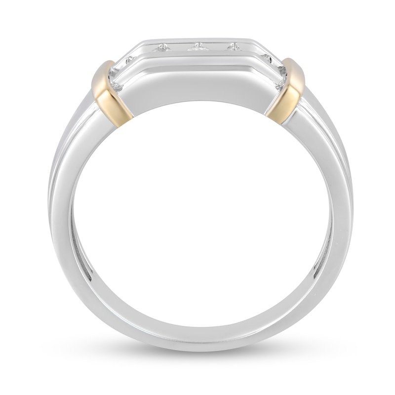 Main Image 3 of 0.25 CT. T.W. Diamond Five Stone Collar Stepped Edge Anniversary Band in 10K Two-Tone Gold