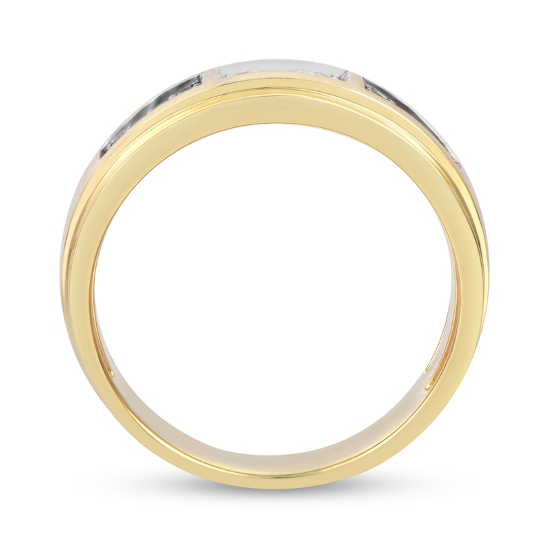 Main Image 3 of 0.25 CT. T.W. Black and White Diamond Double Row Stepped Edge Anniversary Band in 10K Gold