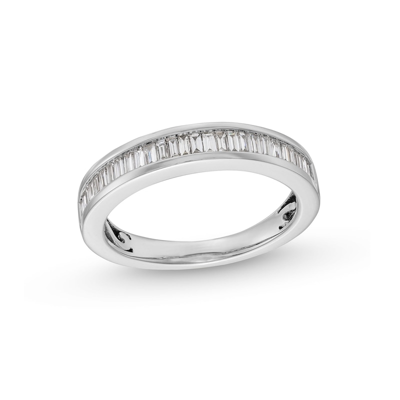 Main Image 1 of 0.50 CT. T.W. Baguette Certified Lab-Grown Diamond Channel-Set Anniversary Band in 14K White Gold (F/SI2)
