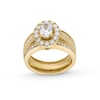 Thumbnail Image 1 of 2.00 CT. T.W. Oval Certified Lab-Grown Diamond Frame Vintage-Style Bridal Set in 14K Gold (F/VS2)