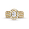 Thumbnail Image 4 of 2.00 CT. T.W. Oval Certified Lab-Grown Diamond Frame Vintage-Style Bridal Set in 14K Gold (F/VS2)