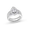 Thumbnail Image 1 of 2.00 CT. T.W. Pear-Shaped Certified Lab-Grown Diamond Frame Vintage-Style Bridal Set in 14K White Gold (F/VS2)