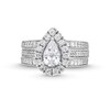 Thumbnail Image 4 of 2.00 CT. T.W. Pear-Shaped Certified Lab-Grown Diamond Frame Vintage-Style Bridal Set in 14K White Gold (F/VS2)