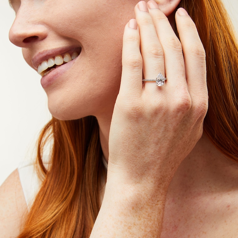 Main Image 2 of 1.75 CT. T.W. Pear-Shaped Certified Lab-Grown Diamond Engagement Ring in 14K White Gold (F/VS2)