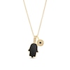 Thumbnail Image 1 of EFFY™ Collection Onyx and 0.085 CT. T.W. Diamond Hamsa and Evil Eye Double Charm Pendant in 14K Gold