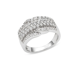 1.00 CT. T.W. Certified Lab-Created Diamond Multi-Row Bypass Ring in Sterling Silver (I/SI2)