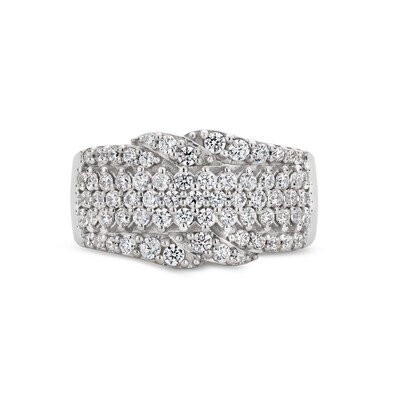 1.00 CT. T.W. Certified Lab-Created Diamond Multi-Row Bypass Ring in Sterling Silver (I/SI2)