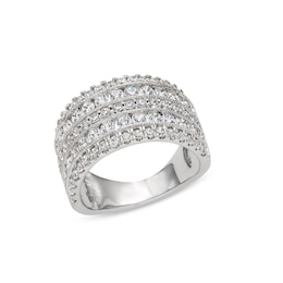 2.00 CT. T.W. Certified Lab-Grown Diamond Multi-Row Vintage-Style Ring in Sterling Silver (I/SI2)