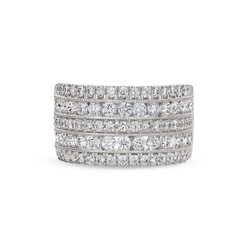 Main Image 4 of 2.00 CT. T.W. Certified Lab-Grown Diamond Multi-Row Vintage-Style Ring in Sterling Silver (I/SI2)