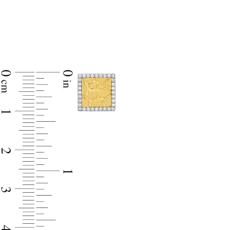 Main Image 3 of 0.25 CT. T.W. Diamond Square Nugget Stud Earrings in 10K Gold