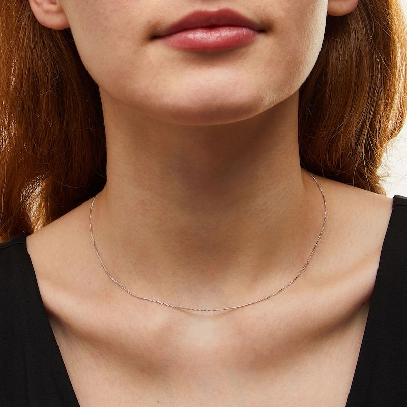 Main Image 2 of 0.8mm Diamond-Cut Curb Chain Necklace in Solid Platinum - 16”