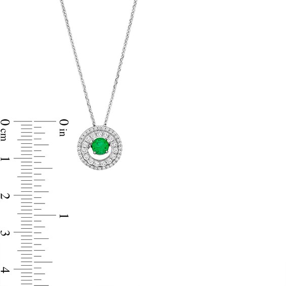 Unstoppable Love™ 4.5mm Lab-Created Emerald and White Lab-Created Sapphire Double Frame Pendant in Sterling Silver