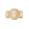 Thumbnail Image 4 of EFFY™ Collection Oval Opal and 0.37 CT. T.W. Diamond Octagon Frame Three Stone Ring in 14K Gold