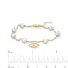Thumbnail Image 4 of 5.0mm Freshwater Cultured Pearl with Evil Eye Station Chain Bracelet in 10K Gold-7.5"