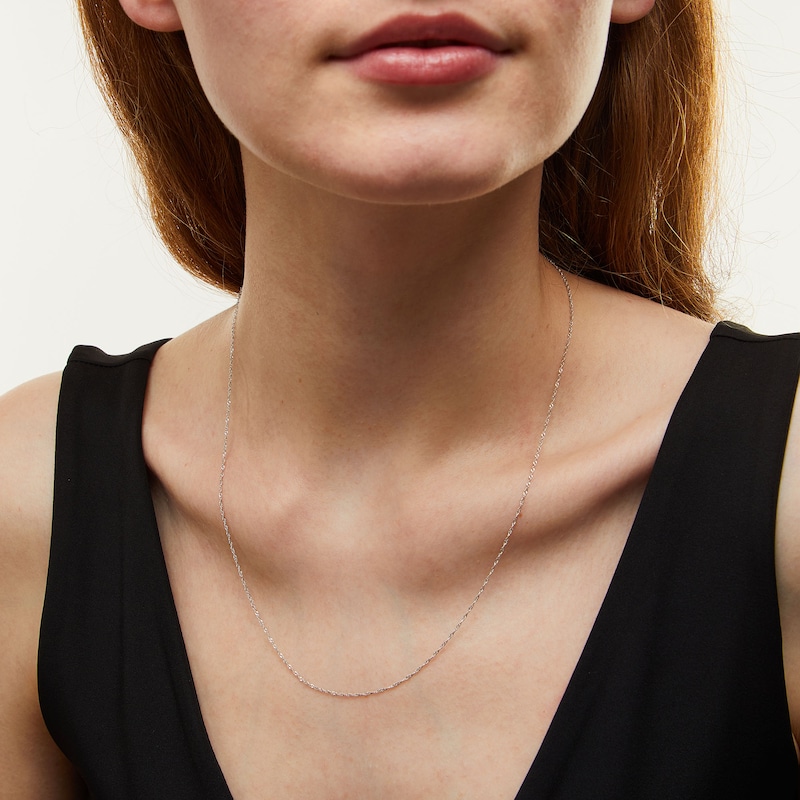Main Image 2 of 1.0mm Diamond-Cut Singapore Chain Necklace in Solid Platinum - 20”