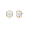 Thumbnail Image 1 of Freshwater Cultured Pearl and 0.145 CT. T.W. Diamond Cushion-Shaped Frame Stud Earrings in 10K Gold