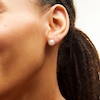 Thumbnail Image 2 of Freshwater Cultured Pearl and 0.145 CT. T.W. Diamond Cushion-Shaped Frame Stud Earrings in 10K Gold
