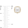 Thumbnail Image 3 of Freshwater Cultured Pearl and 0.145 CT. T.W. Diamond Cushion-Shaped Frame Stud Earrings in 10K Gold