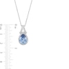Pear-Shaped Blue and White Lab-Created Sapphire Frame Split Bail Pendant in Sterling Silver