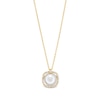 Thumbnail Image 1 of Freshwater Cultured Pearl and 0.085 CT. T.W. Diamond Cushion-Shaped Frame Pendant in 10K Gold