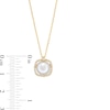 Thumbnail Image 4 of Freshwater Cultured Pearl and 0.085 CT. T.W. Diamond Cushion-Shaped Frame Pendant in 10K Gold