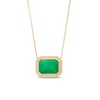 Thumbnail Image 1 of EFFY™ Collection Sideways Emerald-Cut Green Onyx and 0.18 CT. T.W. Diamond Frame Necklace in 14K Gold