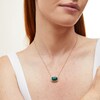 Thumbnail Image 2 of EFFY™ Collection Sideways Emerald-Cut Green Onyx and 0.18 CT. T.W. Diamond Frame Necklace in 14K Gold
