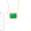 Thumbnail Image 4 of EFFY™ Collection Sideways Emerald-Cut Green Onyx and 0.18 CT. T.W. Diamond Frame Necklace in 14K Gold