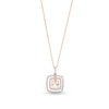 Thumbnail Image 1 of Cushion-Cut Morganite and White Lab-Created Sapphire Double Frame Pendant in Sterling Silver with 18K Rose Gold Plate