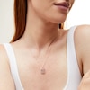 Thumbnail Image 2 of Cushion-Cut Morganite and White Lab-Created Sapphire Double Frame Pendant in Sterling Silver with 18K Rose Gold Plate
