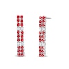Thumbnail Image 1 of Certified Ruby and 0.25 CT. T.W. Diamond Alternating Double Row Linear Drop Earrings in 10K White Gold