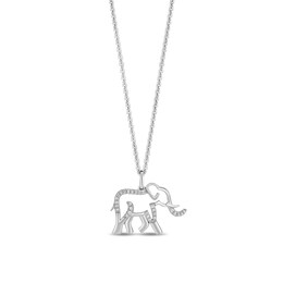 Disney Treasures The Lion King 0.085 CT. T.W. Diamond Outline Elephant Pendant in Sterling Silver - 19”