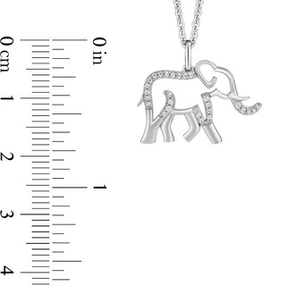 Disney Treasures The Lion King 0.085 CT. T.W. Diamond Outline Elephant Pendant in Sterling Silver - 19”