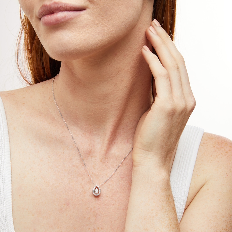 Main Image 2 of Unstoppable Love™ 0.60 CT. T.W. Certified Lab-Grown Diamond Teardrop Necklace in 14K White Gold (F/SI2)